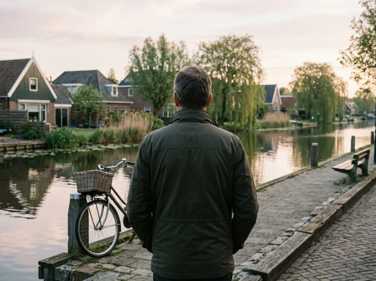Anonieme man die uitkijkt over een rivier - actieve leefstijl boven de 50